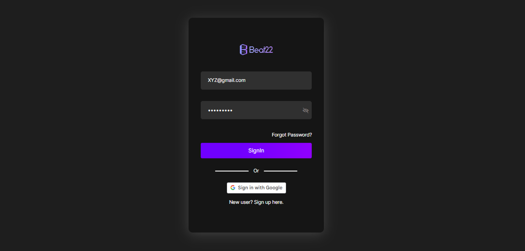 Visit www.beat22.com and log in using your producer’s credentials.