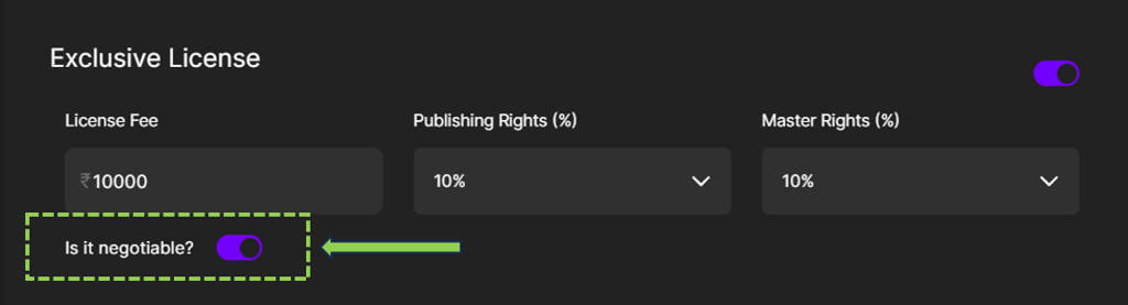 1) While Uploading: Turn on the button "Is it negotiable?"