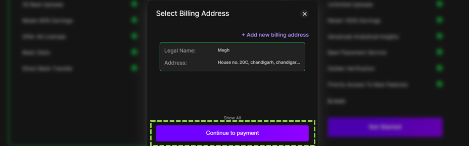 Then click on “Continue to payment”