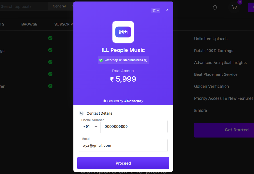 Fill in your contact details, email ID and proceed with the payment via Amazon Pay, PhonePe, GooglePay, UPI