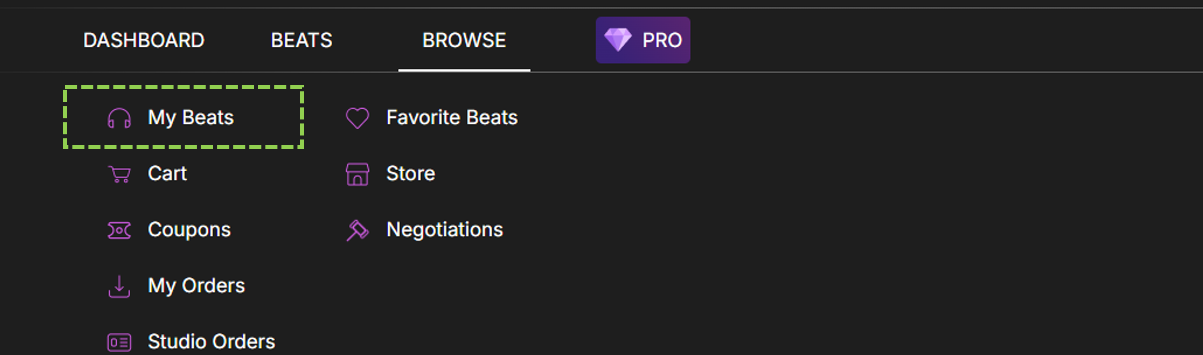 Click on “My Beats”